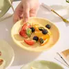 Plato de Hueso Color Crema, Plato de Cerámica de Grado Alimenticio para el Hogar, Plato para Pasteles, Plato para Bocadillos, Bandeja de Desechos de Mesa