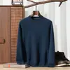 Suéter de imitación de alta calidad para hombre, 100% cachemir puro, cuello redondo, otoño e invierno, cálido, color liso, casual de negocios, jersey