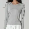 Tops Esportivos Femininos Outono e Inverno, Roupas de Yoga Cor Nude, Gola Redonda, Ajustados ao Corpo, Alta Elasticidade, Efeito Emagrecedor Roupas Esportivas de Manga Longa para Corrida de Secagem Rápida