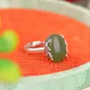 Yuebao Joyería Jade Hetian Natural Plata Pura 990 Jade Verde Huevo de Fénix Sentido del Diseño Estilo Nacional Anillo de Nicho Venta al por Mayor