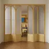 Puerta Corredera Plegable Negra Estilo Francés Retro de Marco Ultraestrecho Puerta de División para Cocina Balcón Dormitorio Puerta Corredera con Riel de Aluminio en Techo