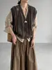 Chaleco de Punto Retro de Cuello V Rayado sin Mangas Estilo Old Money de Jiangzuo para Mujer, Prenda Versátil para Superponer en Otoño 1030