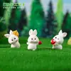 Enfeites de paisagem em miniatura, coelho de desenho animado fofo para decoração DIY, artesanato em resina, enfeites criativos para mesa