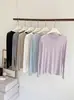 Camisa Base de Tencel Acetato Lyocell Lã Merino em Estoque, Manga Curta Fina de Verão com Gola Redonda, Proteção Solar para Ar Condicionado, Cobertura