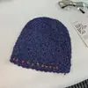 Sombrero Gorro Nuevo de Verano con Perlas Personalizado Transpirable Hueco para Mujer Estilo Étnico Retro Artístico Tejido Fino Suéter Gorro