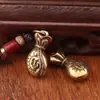 Bolsa para Monedas Pequeña de Latón Colgante para Llavero Retro Cobre Puro Sólido Decoración para Colgar en el Coche Riqueza Coche Venta al por Mayor