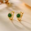 Aretes de Argolla Sencillos y Frescos Diarios para Mujer de Jaspe Hetian Redondo Pequeño con Baño de Plata S925 y Baño de Oro