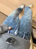 Jeans de pierna ancha bordados de tiro alto para mujer, nuevos pantalones rectos holgados adelgazantes de color azul lavado vintage para primavera y otoño