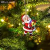 Colgante de Papá Noel de Navidad y Año Nuevo Acrílico Plano 2D Papá Noel Reno Trineo Adornos de Árbol de Navidad