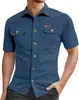 Moda Masculina de Verano Transfronteriza 2026 Camiseta Versátil Fresca Transpirable de Color Sólido Camisa de Trabajo con Cuello Alto Venta al por Mayor en Stock