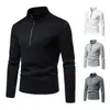 Nuevo estilo de comercio exterior 2026: Sudadera para hombre europea y americana con diseño de cremallera, color liso, cuello semi-alto, y se puede usar como capa base o prenda exterior en tallas europeas