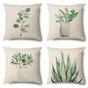 Funda de Almohada Impresa Transfronteriza para Primavera y Verano Planta Verde Acuarela Suculenta Funda de Cojín para Sofá Suministros para el Hogar Almohada Lumbar