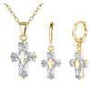 Juego de Joyería de Comercio Exterior Estilo Coreano Conjunto de Cruz con Circonita Joyería Personalizada Collar Gancho para Oreja Deseo Joyería Ebay