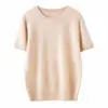 Estilo Novo Outono e Inverno 2026 Gola Redonda Manga Curta Cor Sólida 100% Cashmere Suéter Simples e Fashionável Suéter para Usar por Baixo