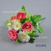 Ramo de rosas de té artificial de 7 cabezas con mango, rosa, camelia, flor con mango, flor de seda artificial al por mayor, decoración para el hogar, bonsái, arreglo floral