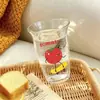 Copo estiloso e de alta qualidade em vidro borossilicato com estampa de tomate, perfeito para leite, café do café da manhã ou como um copo de suco de grande capacidade para casais