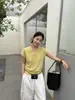 Suéter de Punto Manga Corta Cuello Solapa Estilo Maduro Elegante para Mujer 2026 Primavera/Verano Nuevo Top Pulóver Manga Corta de Gama Alta