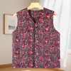 Novo Colete Floral para Mulheres de Meia-Idade e Idosas, para Mães e Avós, Jaqueta Acolchoada de Algodão Espesso Chinesa 2025, Colete Quente de Inverno Sem Mangas