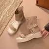 Sandalias Romanas de Suela Gruesa Estilo Retro para Mujer Verano 2026 Casual Botas de Caña Alta de Gamuza Moda Adelgazantes Calzado Hueco para Mujer