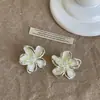Aretes de Flor de Vidrio Frescos y Sencillos de Contraste de Color para Mujer, Pendientes Versátiles de Moda Minimalistas de Alta Gama