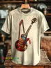 Moda Transfronteiriça Retro Música Jazz Estampa Artística Top Masculino Gola Redonda Manga Curta Feito Sob Medida, Pedido Mínimo Uma Peça