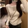Precio Real # Camiseta de Manga Larga Estilo Americano para Mujer, Diseño de Primavera y Otoño, Camiseta Básica Ajustada de Nicho, Top Interior, Ins.