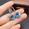 Pendientes de Topacio Natural Transfronterizos Accesorios para Mujer Nicho de Alta Gama Joyería de Plata 925 8*10 Moda Venta Directa de Fábrica
