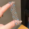 Pulsera redonda de circón estilo indiferente, pulsera de moda simple y versátil de lujo ligero, joyería de mano de nicho para mujer