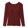 Ropa Interior Auto-calentable que Conserva el Calor y Embellece la Piel Pro-Xilano Temperatura Constante Hidratante Capa Base Alta Elasticidad Versátil con Almohadillas en el Pecho Ropa de Otoño Adelgazante para Mujeres