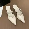 Mules Retro de Estilo Francés sin Cierre con Tacón de Cuña Nuevo 2026, Punta Fina, Doble Uso, Zapatos de Verano para Mujer