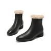 Botas Chelsea de Piel de Oveja Texturizada para Mujer con Forro de Terciopelo Cálido Grueso Invierno 2024 Tacón Medio Grueso Puntera Redonda Nieve de Cuero Peludas
