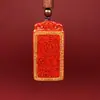 Guizhou Mineral Crudo Cinabrio Arena de Cristal Plaza de la Fortuna Colgante Colgante Wu Sui Estampado en Caliente Arena de Cristal Colgante de Collar Regalo Venta al por Mayor