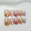 Uñas Postizas de Gelatina de Leche Rocío de Fresa con Puntos de Fresa, 30 piezas por juego, disponibles para venta al por mayor