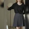 Promoção Liquidação Camiseta Básica Lisa para Mulheres, Roupa Feminina de Algodão na Moda, Blusa de Manga Longa com Gola Redonda Estilo para o Dia a Dia