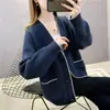 Moda Nueva de Primavera y Otoño 2025 Transfronteriza Suelta Versátil Estilo Chanel Chaqueta de Punto Suéter Cárdigan para Mujer