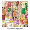 50 Calcomanías de Cuerda Comida Guandong Cocinado Original Dibujos Animados Comida Lindo Impermeable Decorativo Libro de Mano Goo Tarjetas Calcomanías
