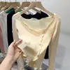 Tejidos para Mujer Otoño Nuevo Elegante Lazo Abertura Lateral Adelgazante Temperamento Top Irregular