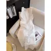 Verão Elegante Branco Sem Mangas Colete Francês Vestido de Alta Qualidade 2025 Emagrecimento Novo Estilo