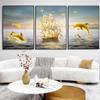 Pintura decorativa para sala de estar pintura minimalista moderna para parede de fundo de sofá pintura para pendurar paisagem significado Fu Lu pintura para pendurar restaurante mural triplo