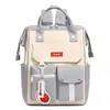Bolsa Múmia com Múltiplos Compartimentos Color Block Mãe e Bebê Mochila de Grande Capacidade Tecido Fosco Composto Bolsa para Mãe Pós-parto Novo Estilo