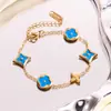 Pulsera de Acero de Titanio Estilo Vintage de Alta Venta Transfronteriza para Mujer, Oro de 18 Quilates, No se Desvanece, Moderna, Lujo Ligero, Joyería de Gama Alta, Directo del Fabricante