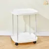 Estante de Almacenamiento con Carrito Multiusos, Estante de Almacenamiento Móvil de Doble Capa para Dormitorio y Sala de Estar, Estante de Almacenamiento de Mesita de Noche
