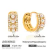 Wanxing Aretes de Acero Inoxidable Europeos y Americanos con Oro de 18K, Circonita Blanca y Perla, Frescos y Dulces, Pendientes de Comercio Exterior Transfronterizo al por Mayor