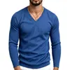 Amazon Suéter de punto para hombre, casual, otoño/invierno, cuello en V, color liso, manga larga, camiseta de alta gama transfronteriza europea y americana
