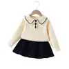 Conjunto de Suéter para Niña, Nuevo Estilo Otoño/Invierno, Conjunto de Falda Tejida a la Trenza con Cuello Invertido Inspirado en Little Chanel, Conjunto de Dos Piezas Estilo Universitario para Bebé Niña