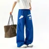 Pantalones Casuales con Estampado de Letras Azul Klein para Hombre, Pantalones Cargo Paracaidistas Delgados de Secado Rápido para Verano, Pantalones Deportivos Holgados con Pliegues