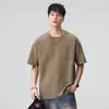 Ropa para Hombre Fengshe / Asut Camiseta de Manga Corta Lavada Estilo Americano con Bolsillo en el Pecho Estampada Peso Pesado 320g Corte Holgado para Hombre