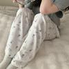 Comercio Exterior Corea del Sur Pantalones de Pijama Estampados de Mapache Lindo para Mujer Verano Nuevos Shorts Pantalones Casuales de Pierna Ancha Pantalones para Caminar en Casa