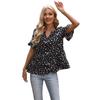 Estação Independente da Amazon Comércio Exterior Transfronteiriço Novo Europeu e Americano Francês Top Solto Gola V Manga Curta Estampado Camisa Preta