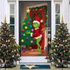 Cubierta de Puerta de Monstruo Peludo Verde Grinch Nuevo Transfronteriza Tela de Fondo Decoración de Atmósfera Cortina de Puerta Navideña Tela Colgante Cubierta de Puerta Tapiz